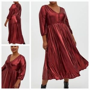 NWT Torrid Liquid Knit Tea Length Dress Red Size 1x 14/16